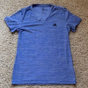 Adidas Climalite Heathered Blue V-Neck Tee. Women’s Small